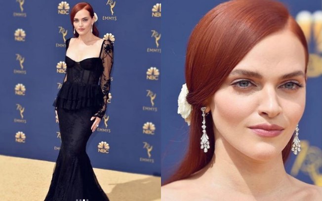 Looks das famosas: Madeline Brewer usou um vestido preto com inspirações no passado, transparência e cauda de sereia